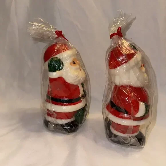 Vintage Kmart Santa Claus Christmas Holiday Unscented 5 1/2" Candles Set of 2 - Picture 4 of 7